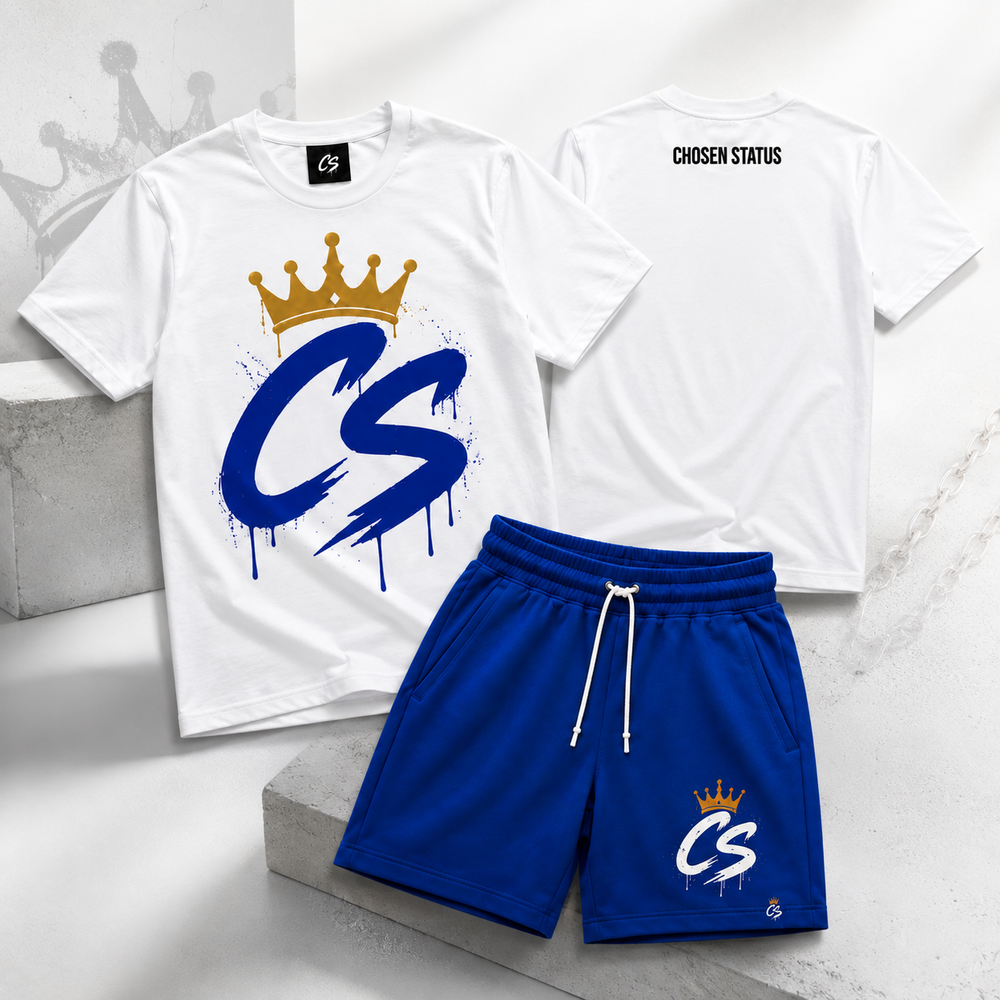 Cream / Royal Blue Premium Cotton Set