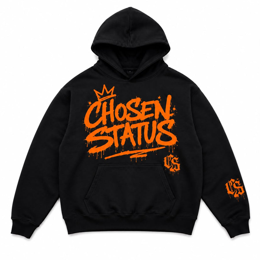BLACK / ORANGE HEAVYWEIGHT HOODIE