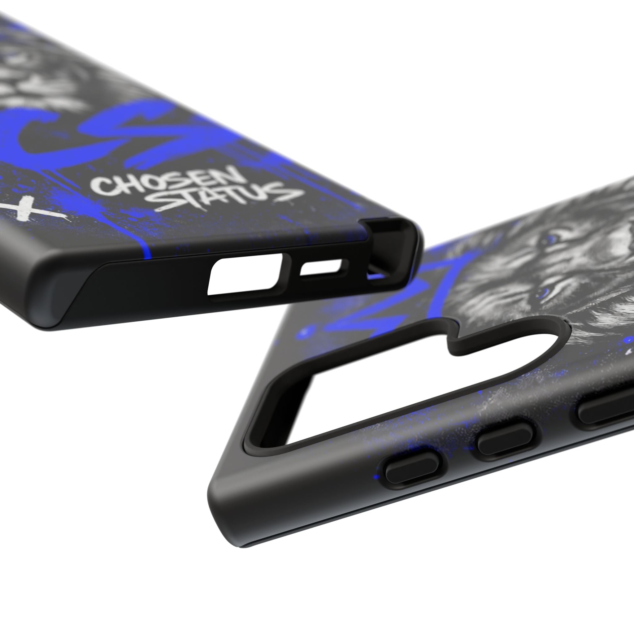 Lion “Chosen Status” Phone Case — Blue Graffiti Protective Cover