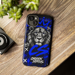Lion “Chosen Status” Phone Case — Blue Graffiti Protective Cover