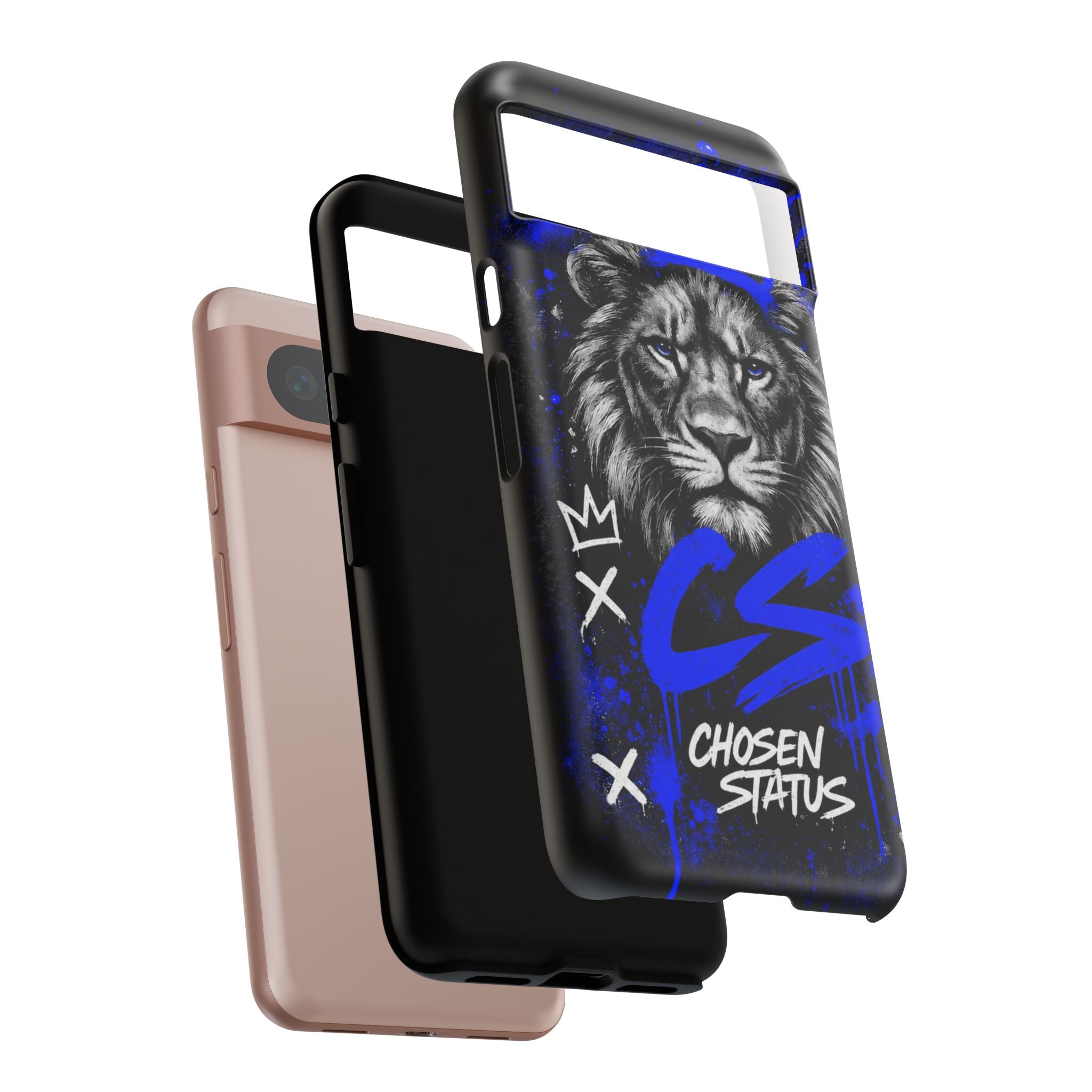 Lion “Chosen Status” Phone Case — Blue Graffiti Protective Cover