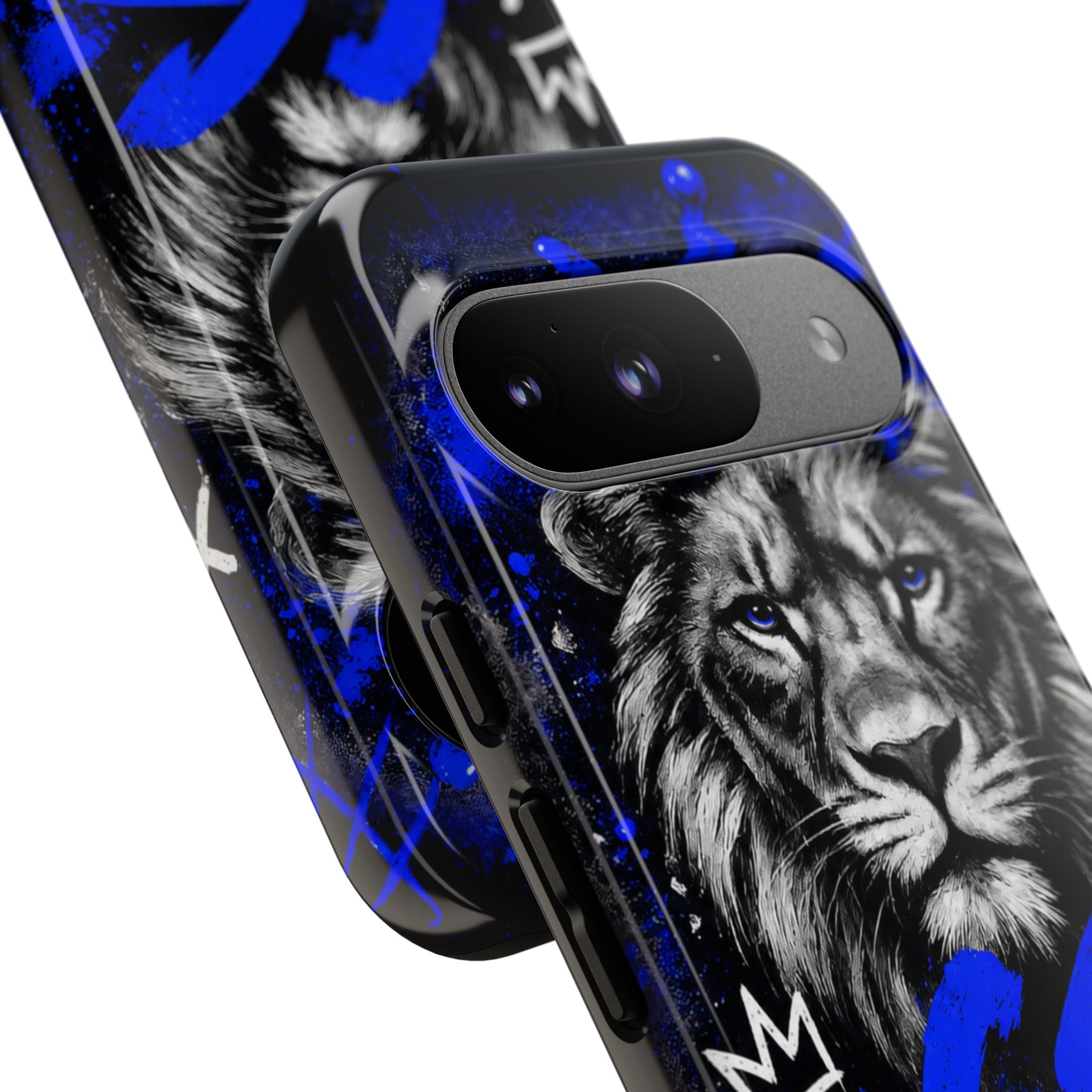 Lion “Chosen Status” Phone Case — Blue Graffiti Protective Cover