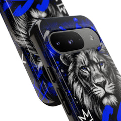Lion “Chosen Status” Phone Case — Blue Graffiti Protective Cover