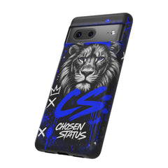 Lion “Chosen Status” Phone Case — Blue Graffiti Protective Cover