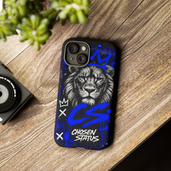 Lion “Chosen Status” Phone Case — Blue Graffiti Protective Cover
