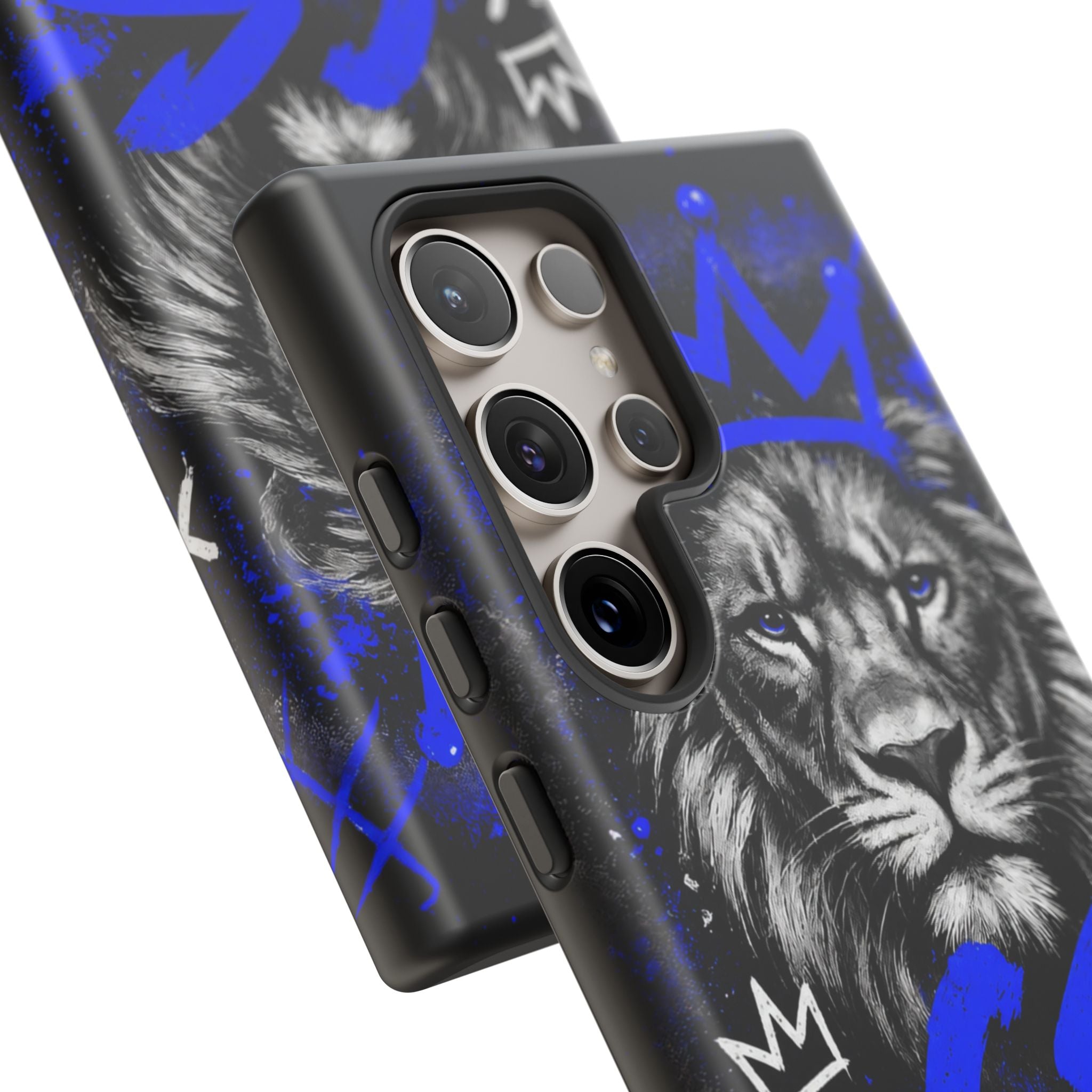 Lion “Chosen Status” Phone Case — Blue Graffiti Protective Cover