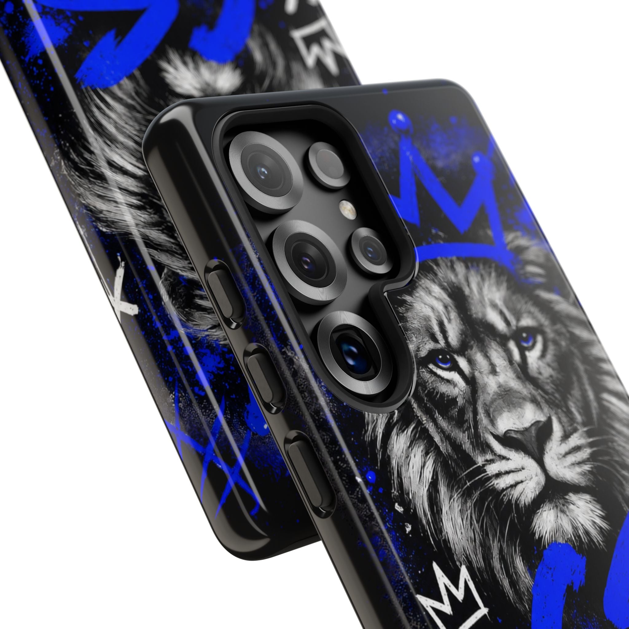 Lion “Chosen Status” Phone Case — Blue Graffiti Protective Cover