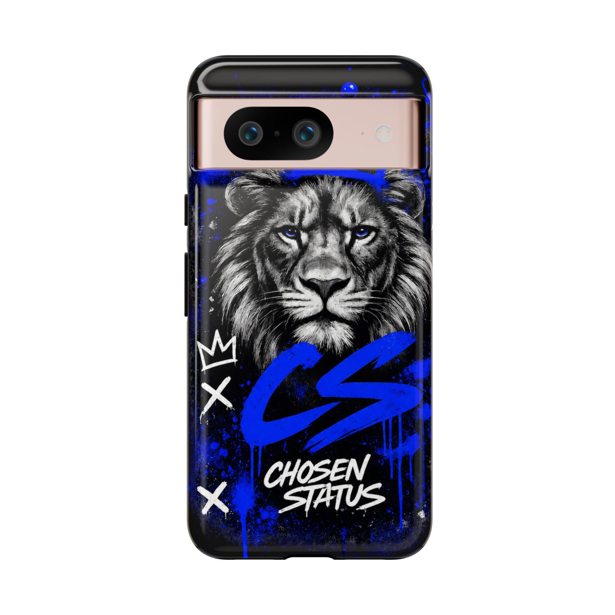 Lion “Chosen Status” Phone Case — Blue Graffiti Protective Cover