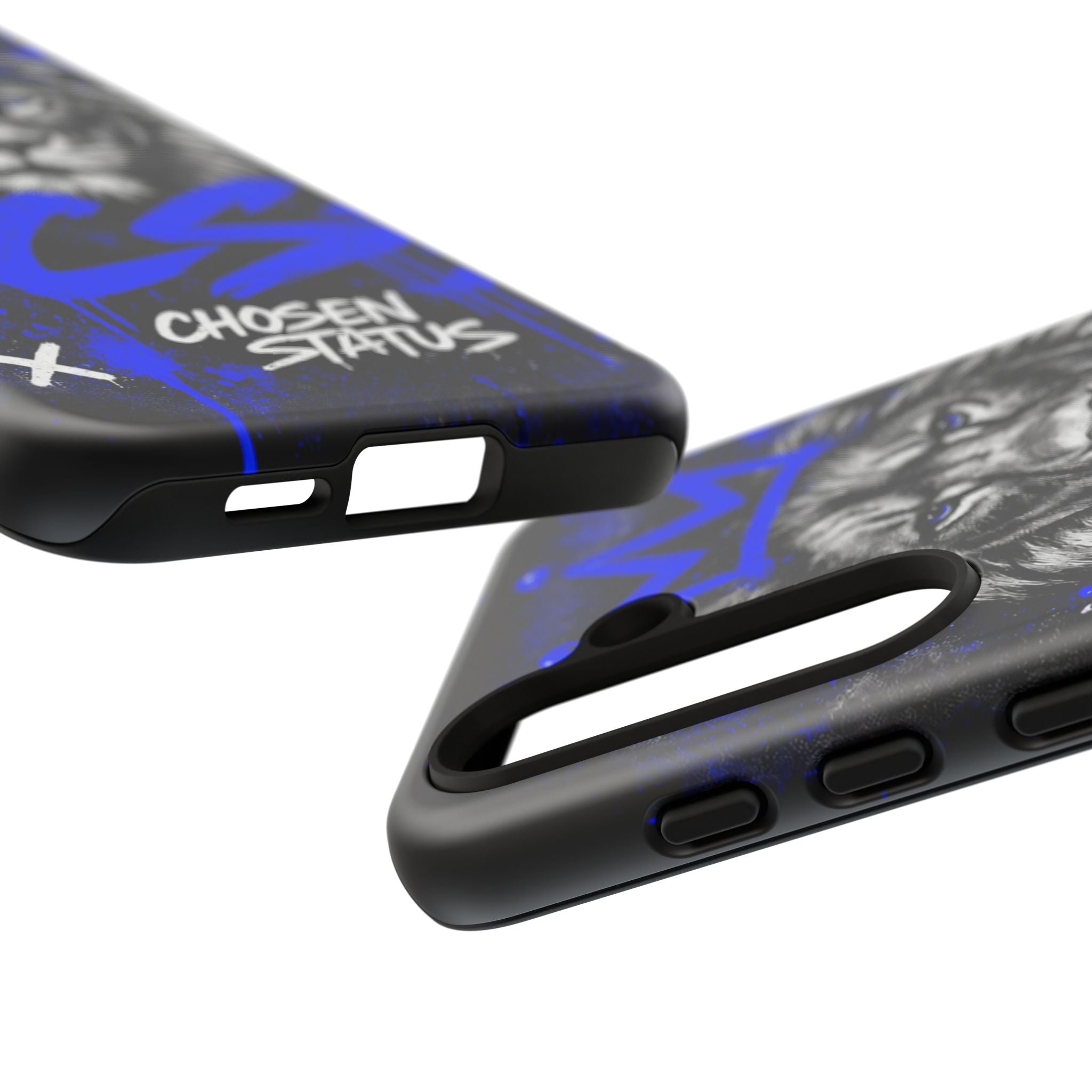 Lion “Chosen Status” Phone Case — Blue Graffiti Protective Cover