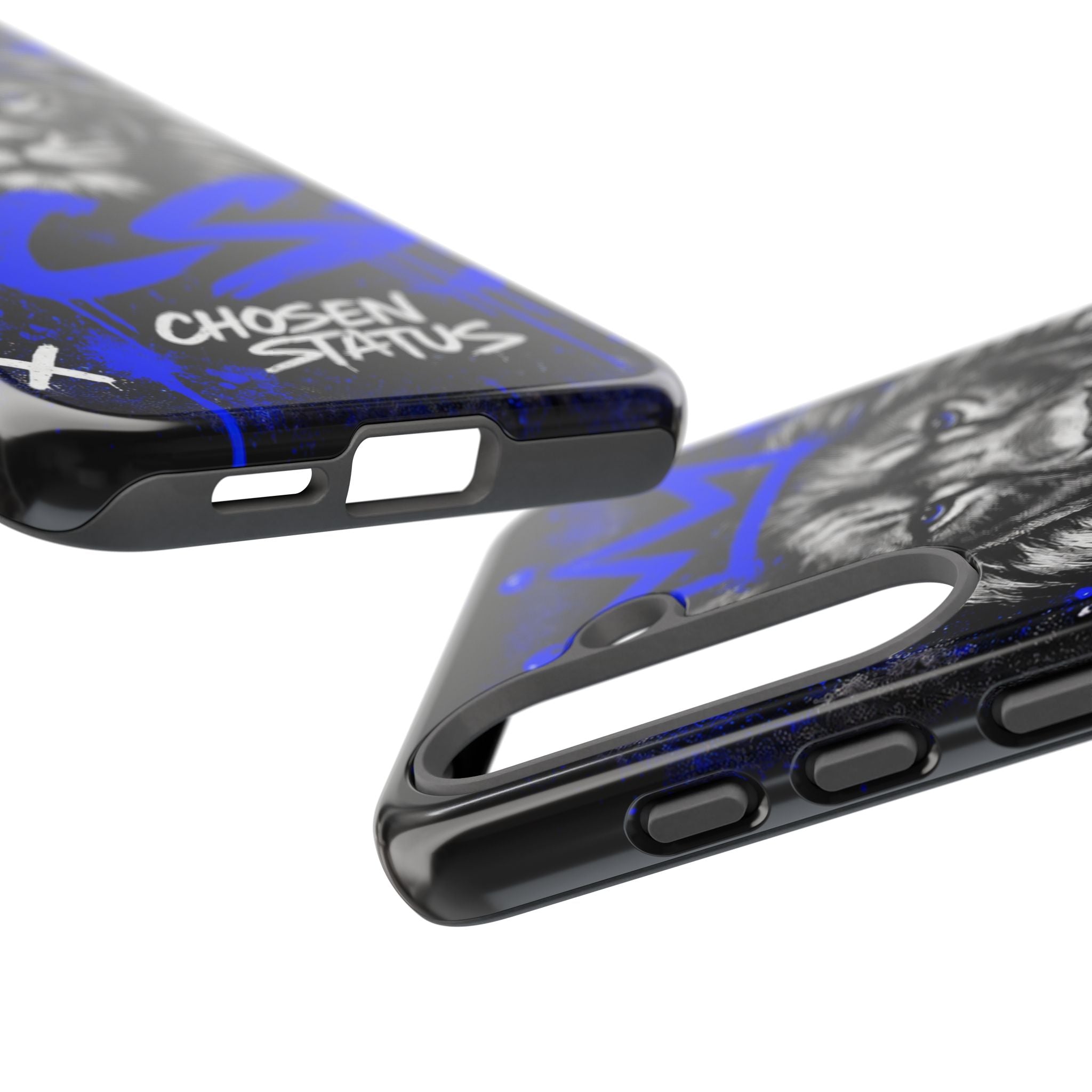 Lion “Chosen Status” Phone Case — Blue Graffiti Protective Cover