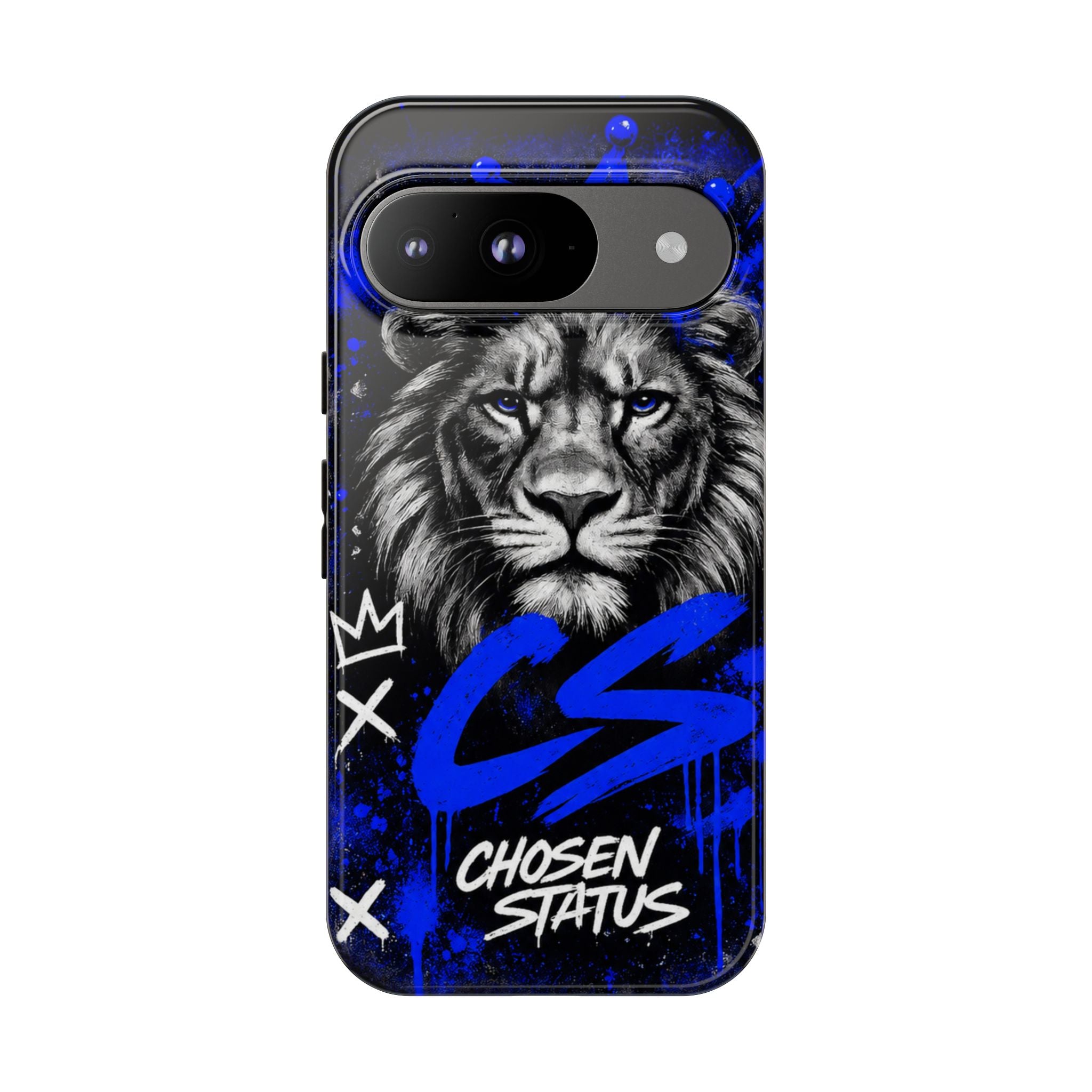 Lion “Chosen Status” Phone Case — Blue Graffiti Protective Cover