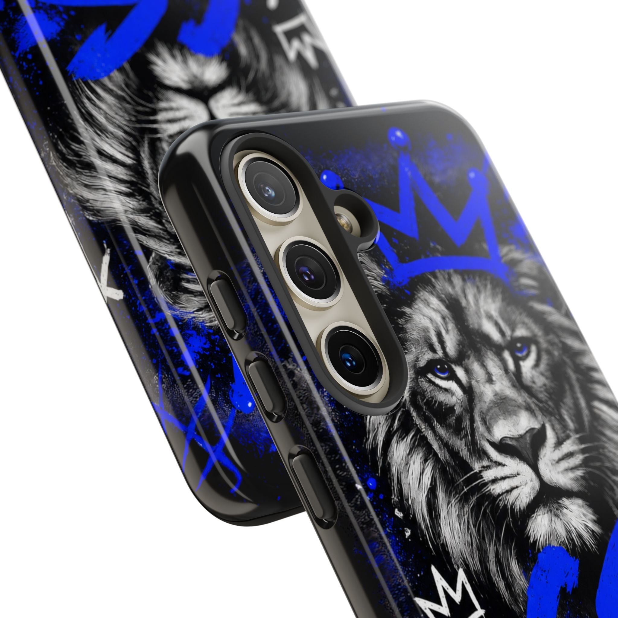 Lion “Chosen Status” Phone Case — Blue Graffiti Protective Cover