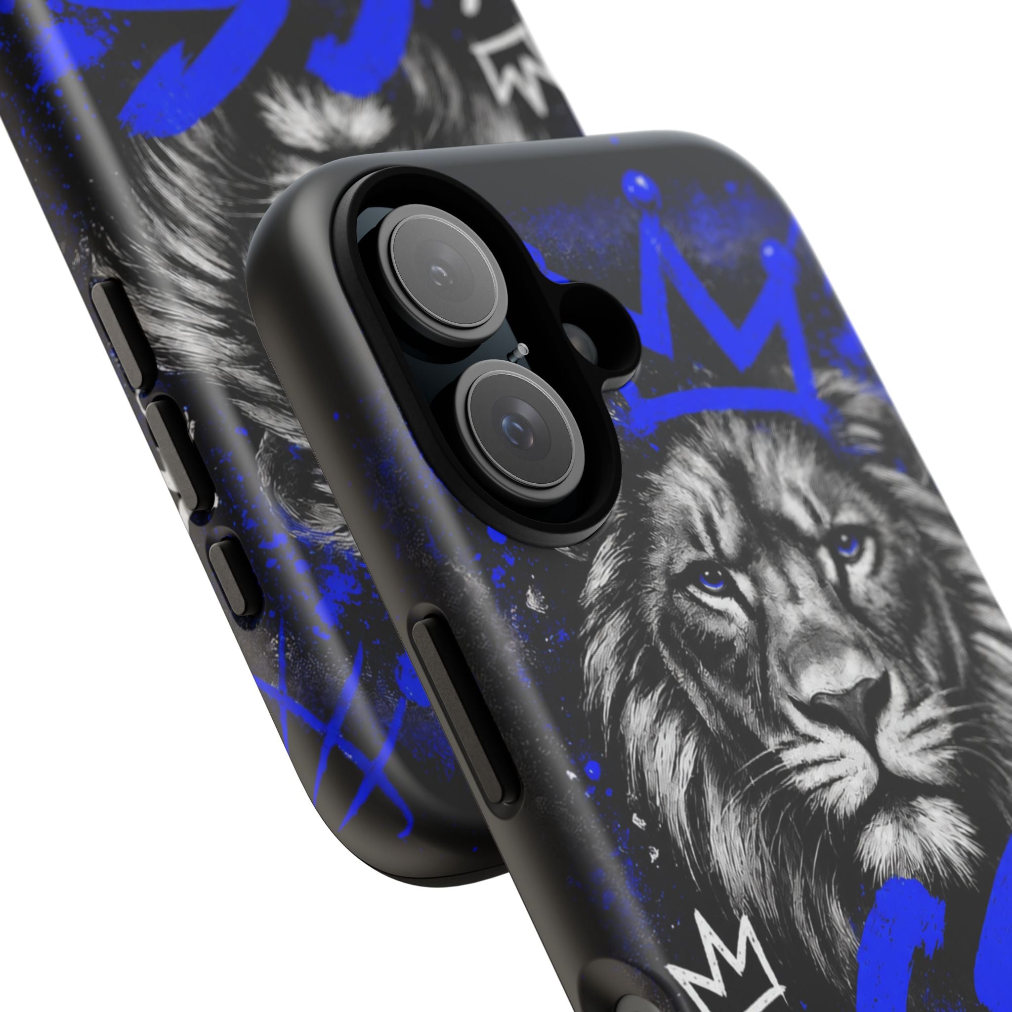 Lion “Chosen Status” Phone Case — Blue Graffiti Protective Cover