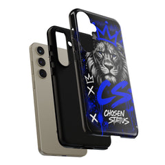 Lion “Chosen Status” Phone Case — Blue Graffiti Protective Cover