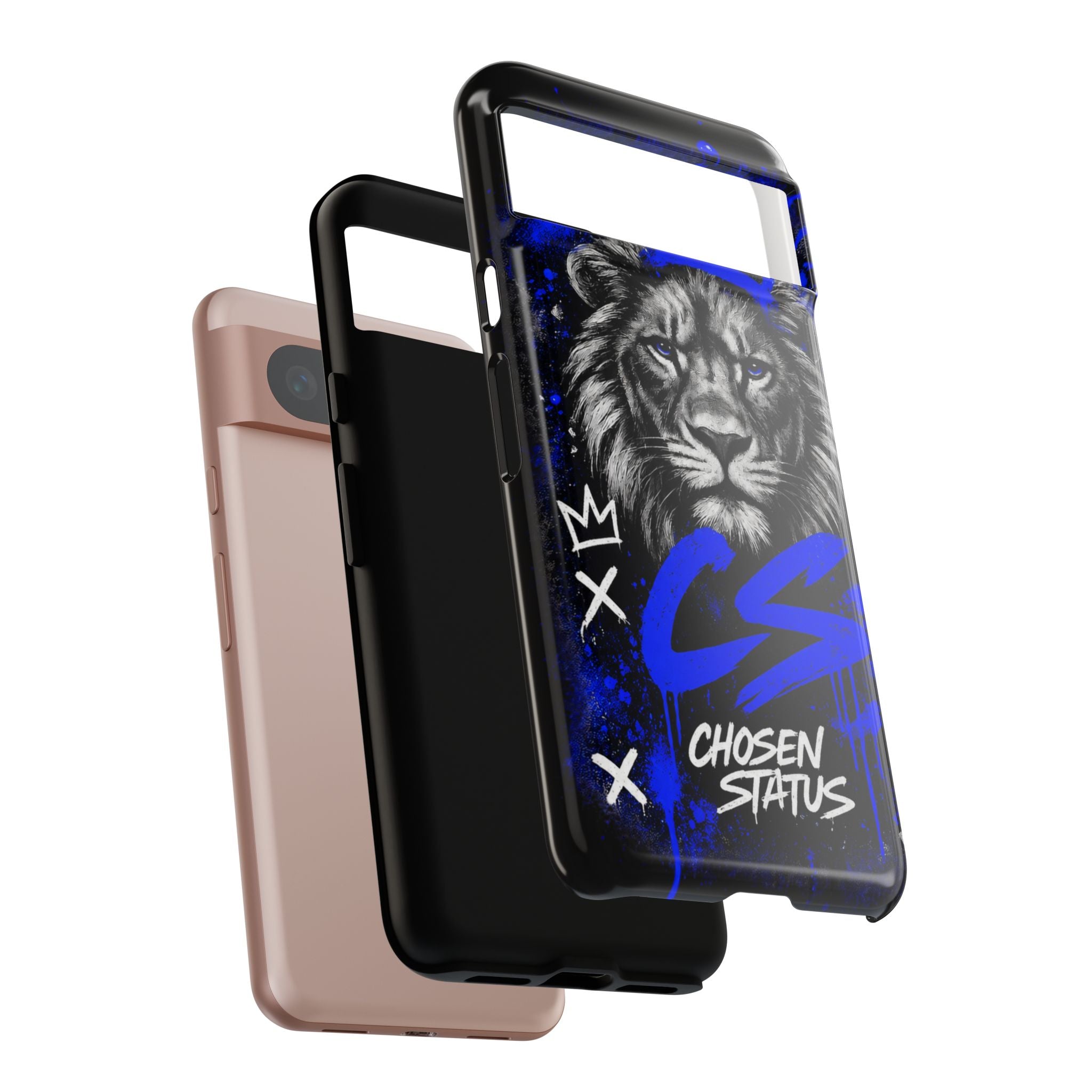 Lion “Chosen Status” Phone Case — Blue Graffiti Protective Cover
