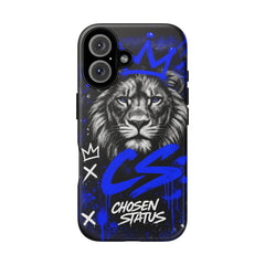 Lion “Chosen Status” Phone Case — Blue Graffiti Protective Cover