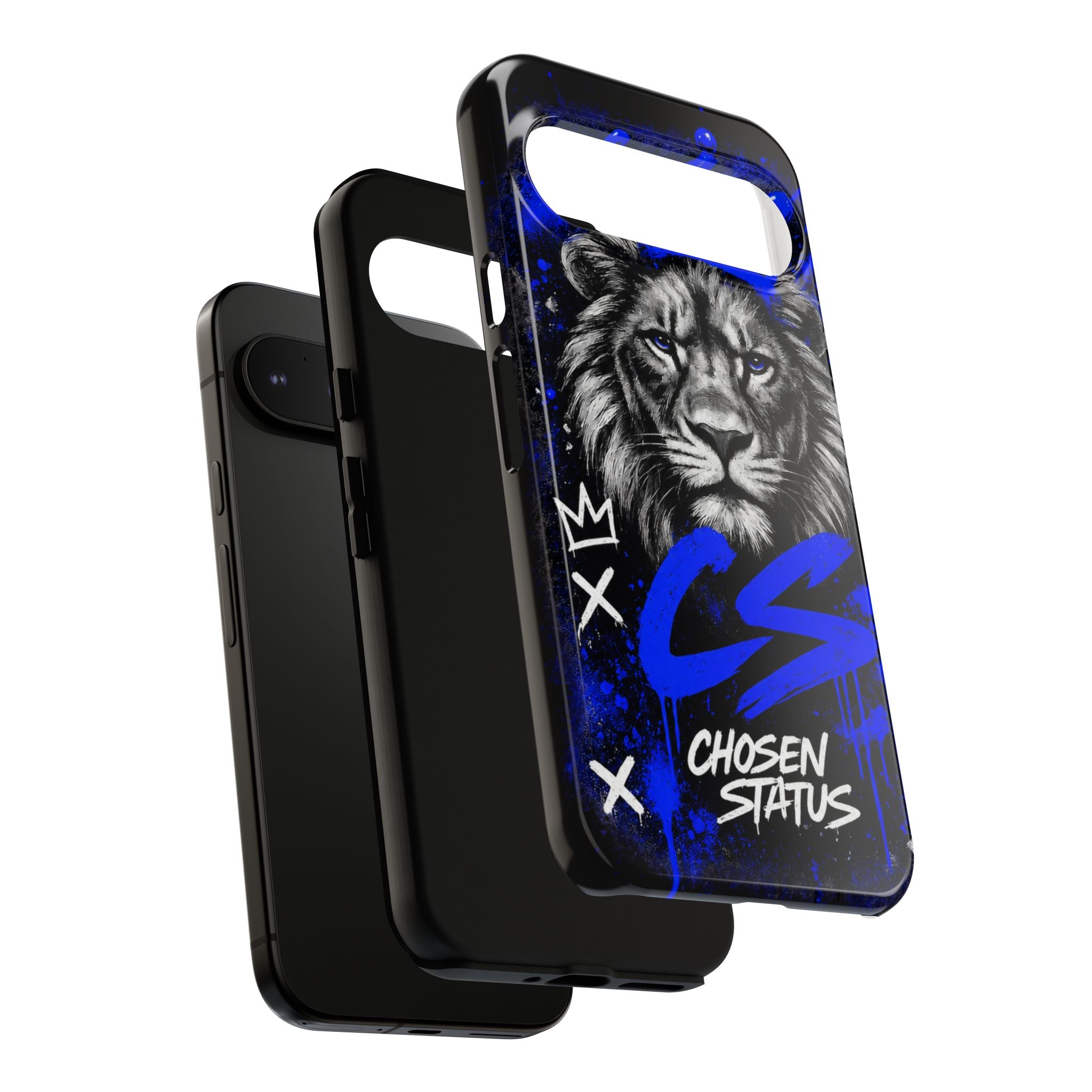 Lion “Chosen Status” Phone Case — Blue Graffiti Protective Cover