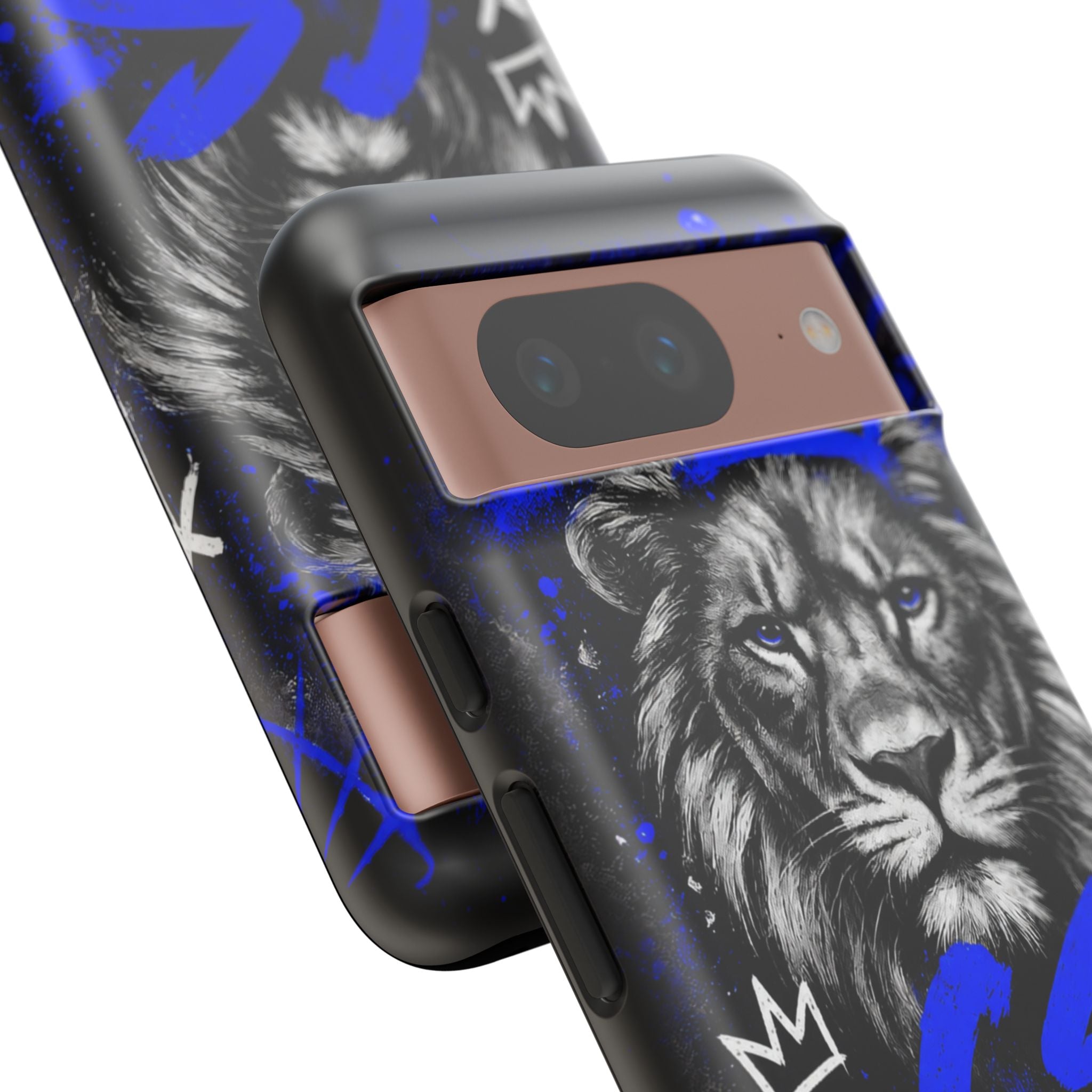Lion “Chosen Status” Phone Case — Blue Graffiti Protective Cover