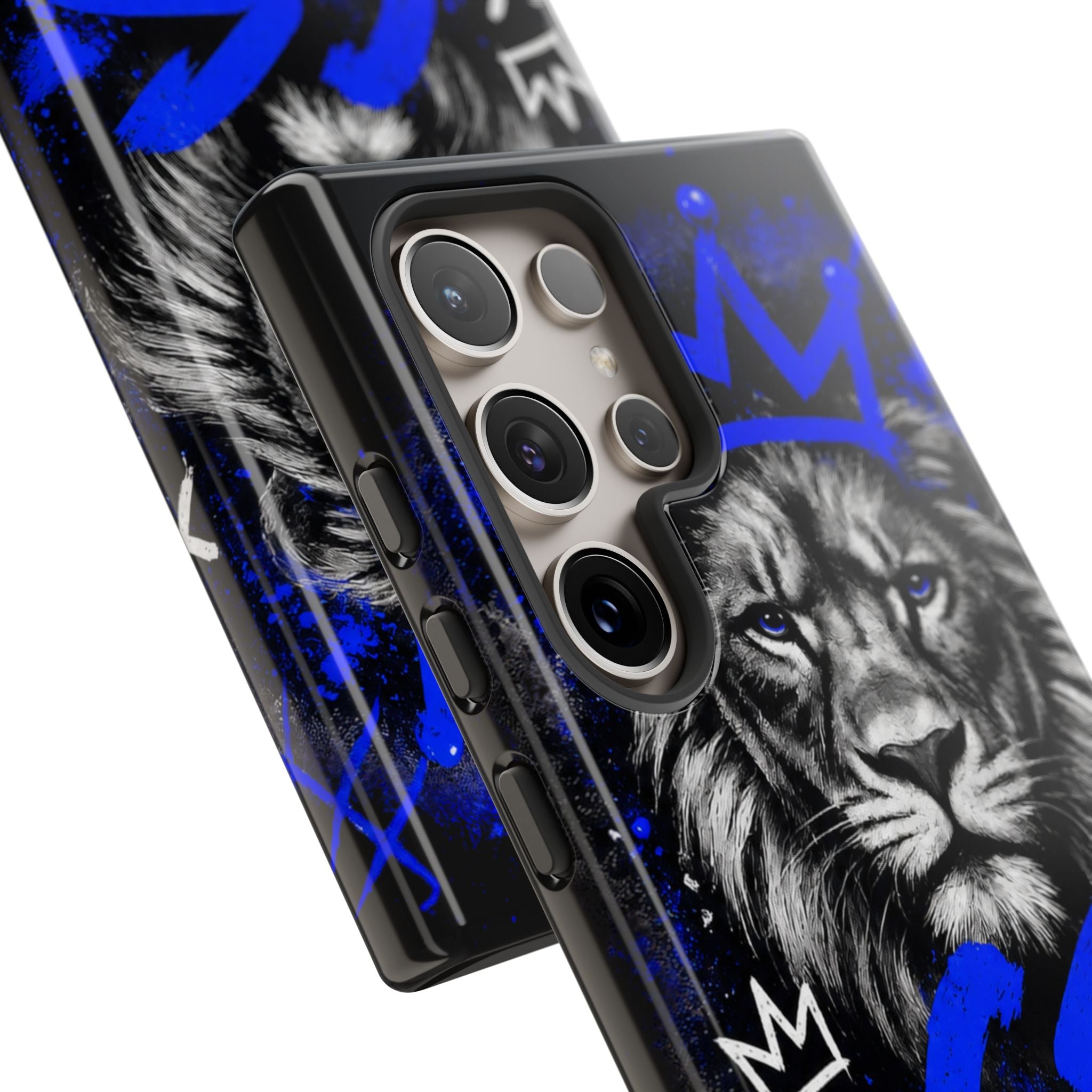 Lion “Chosen Status” Phone Case — Blue Graffiti Protective Cover