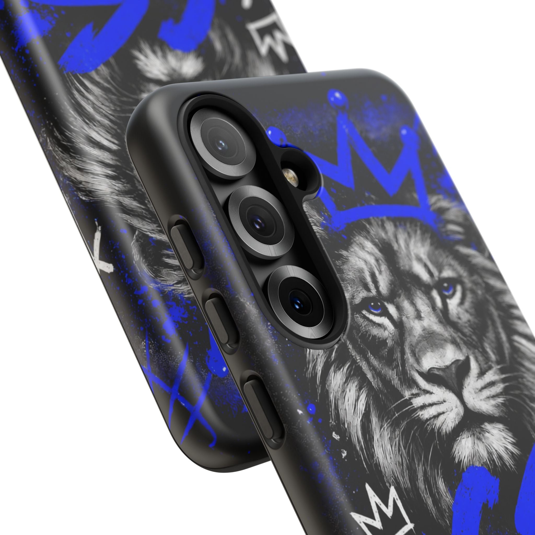 Lion “Chosen Status” Phone Case — Blue Graffiti Protective Cover