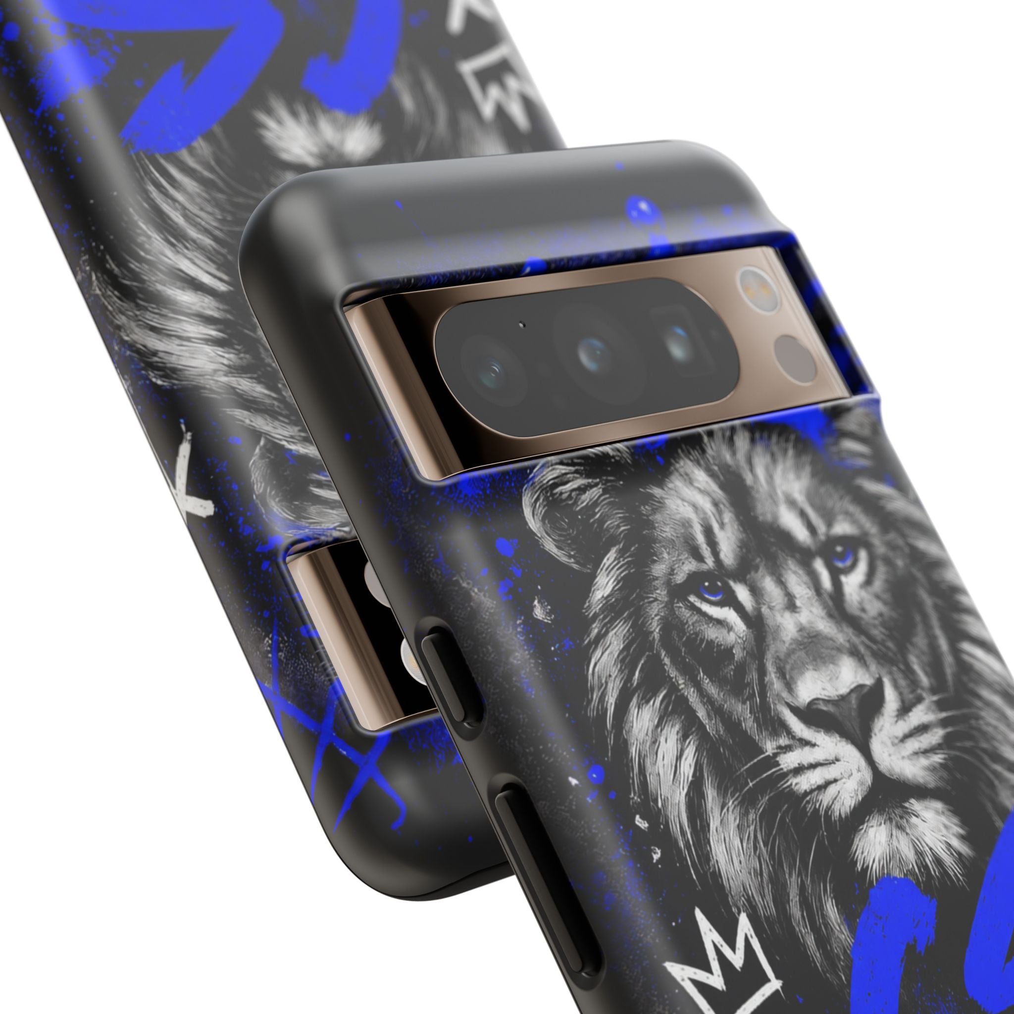 Lion “Chosen Status” Phone Case — Blue Graffiti Protective Cover