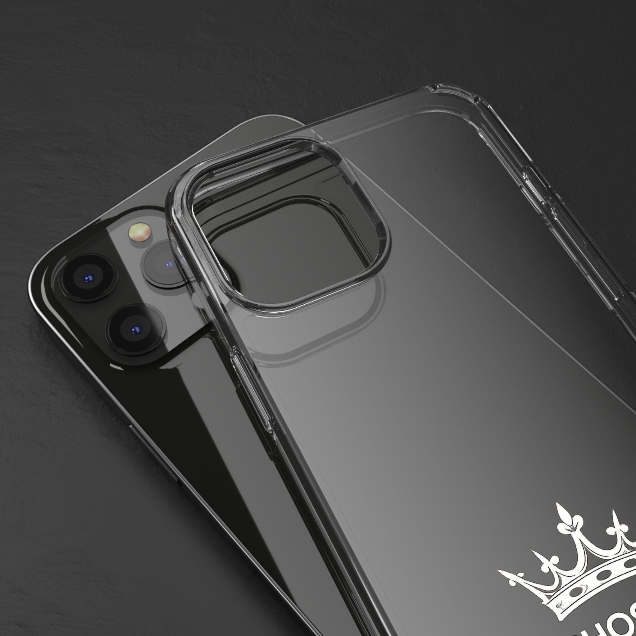 Clear Phone Case — "Chosen Status" Crown Clear Protective iPhone Case