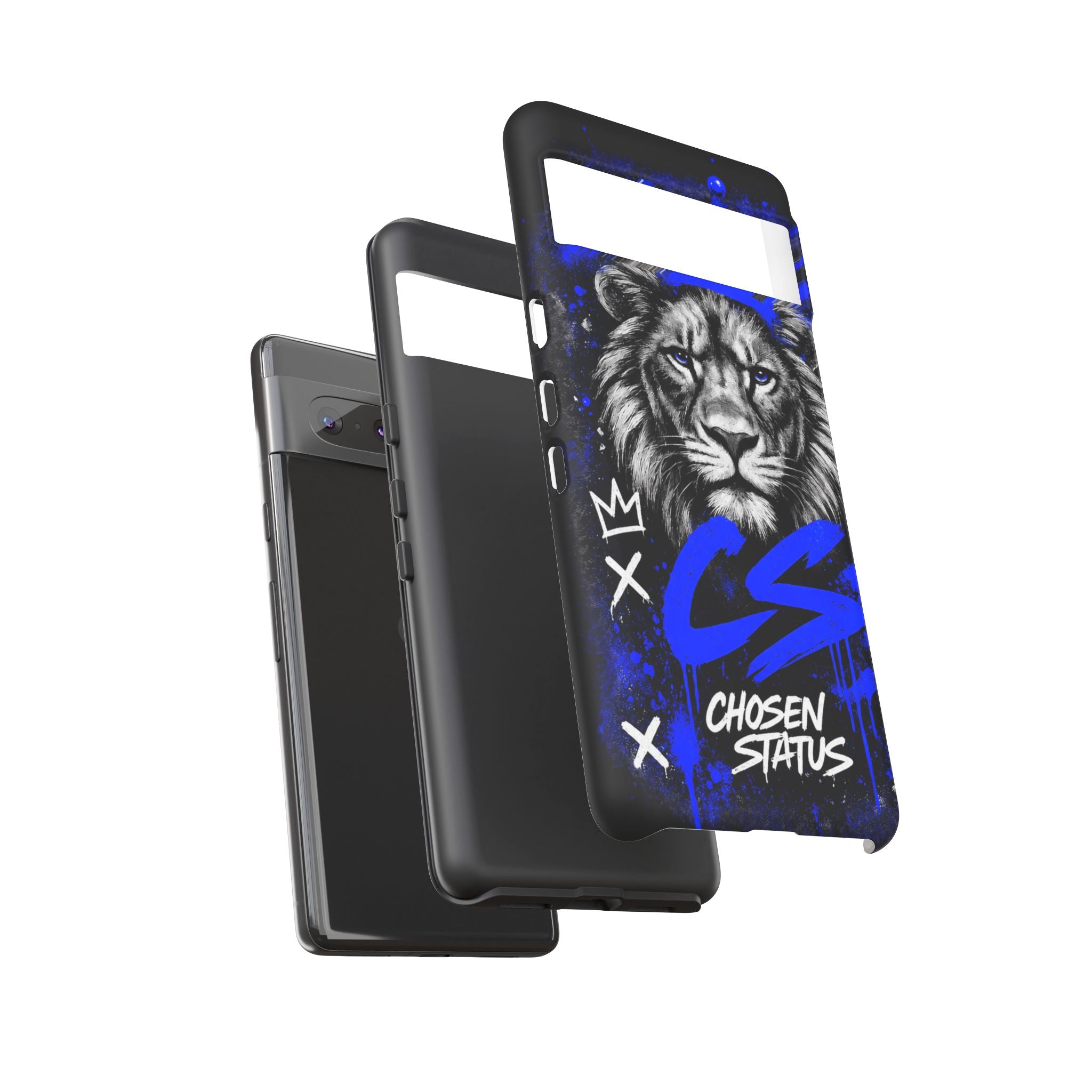 Lion “Chosen Status” Phone Case — Blue Graffiti Protective Cover