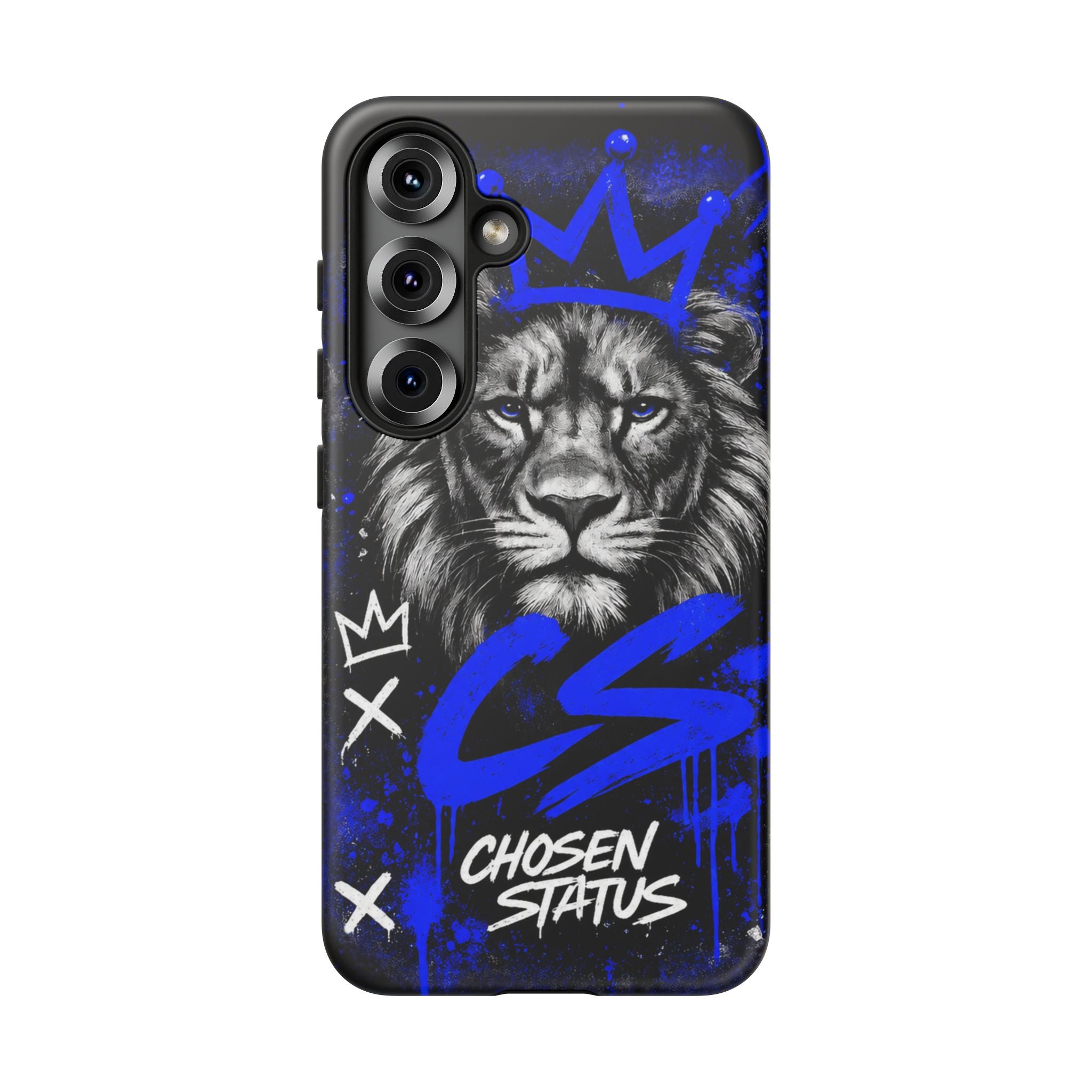 Lion “Chosen Status” Phone Case — Blue Graffiti Protective Cover