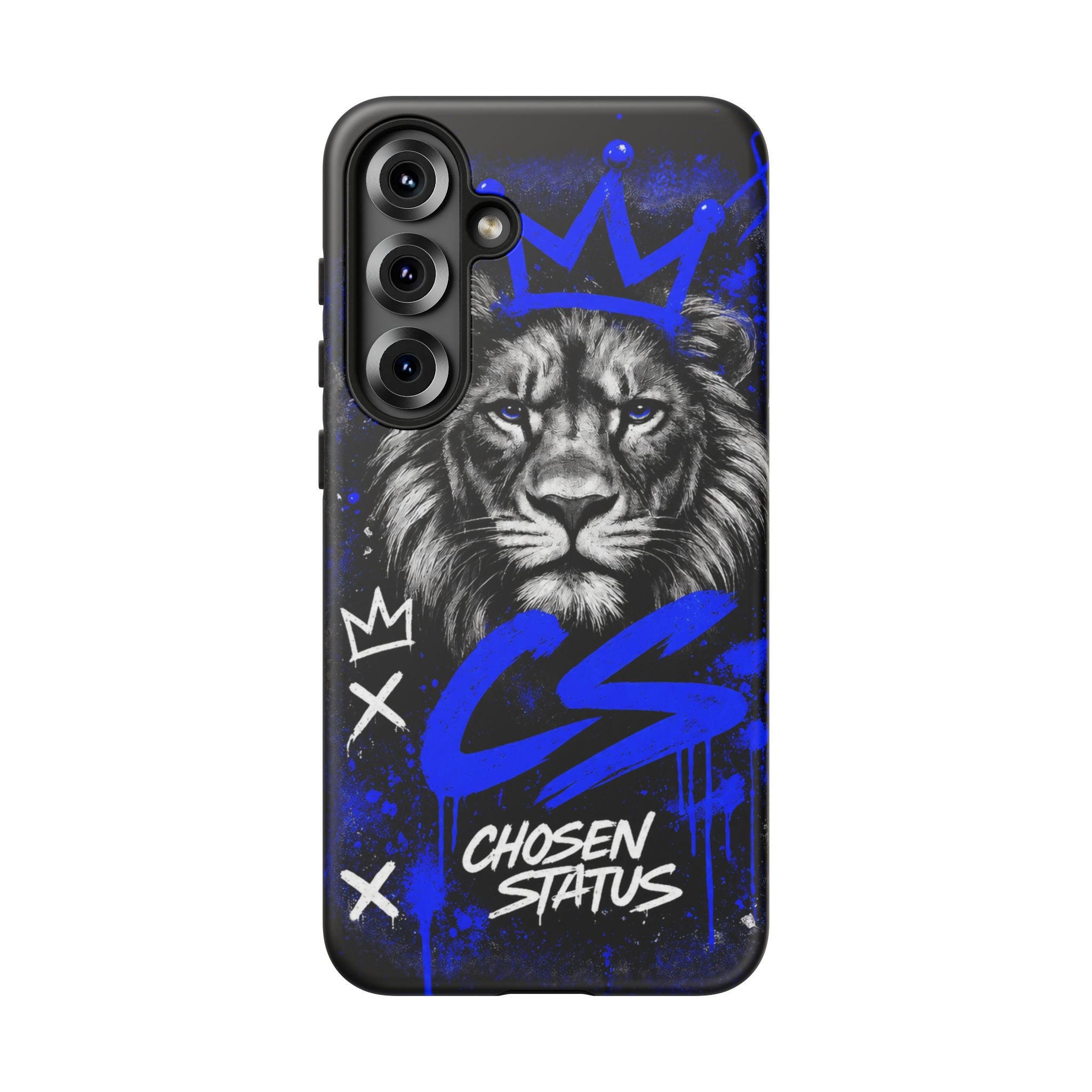 Lion “Chosen Status” Phone Case — Blue Graffiti Protective Cover