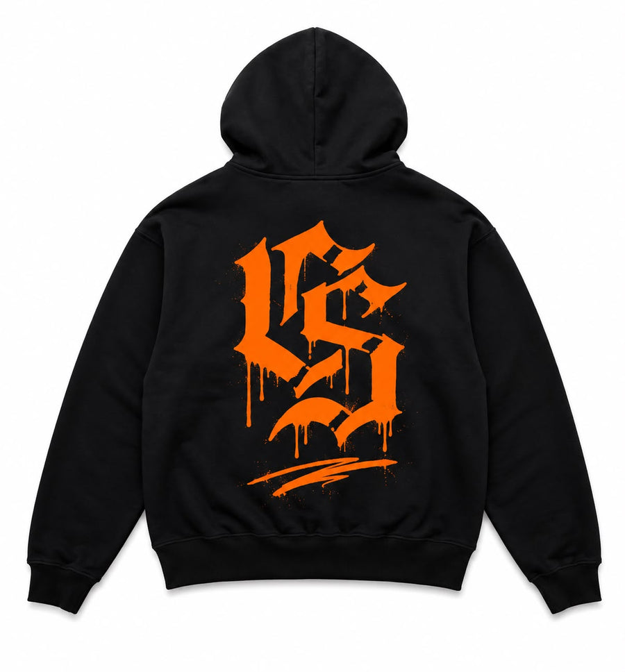 BLACK / ORANGE HEAVYWEIGHT HOODIE
