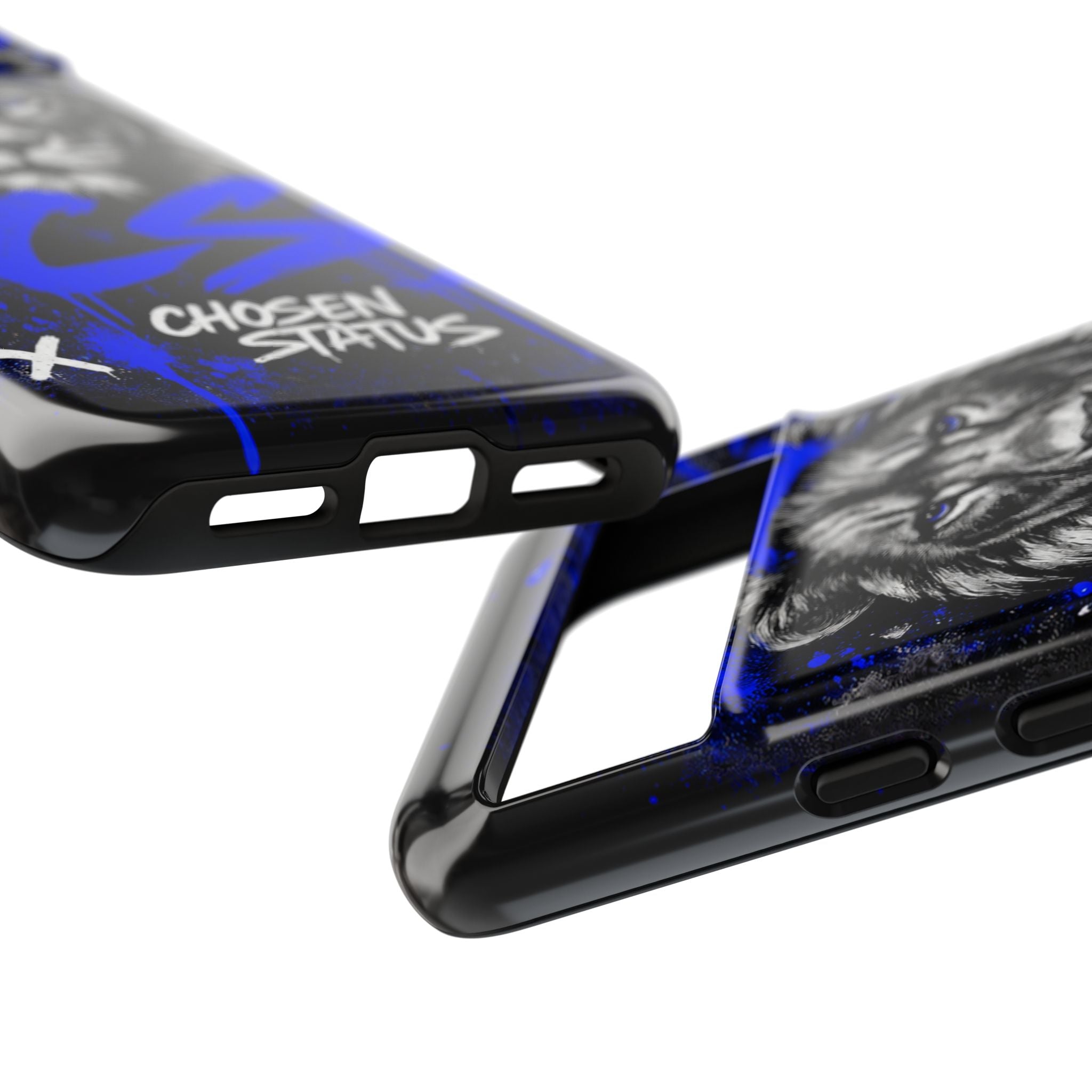 Lion “Chosen Status” Phone Case — Blue Graffiti Protective Cover