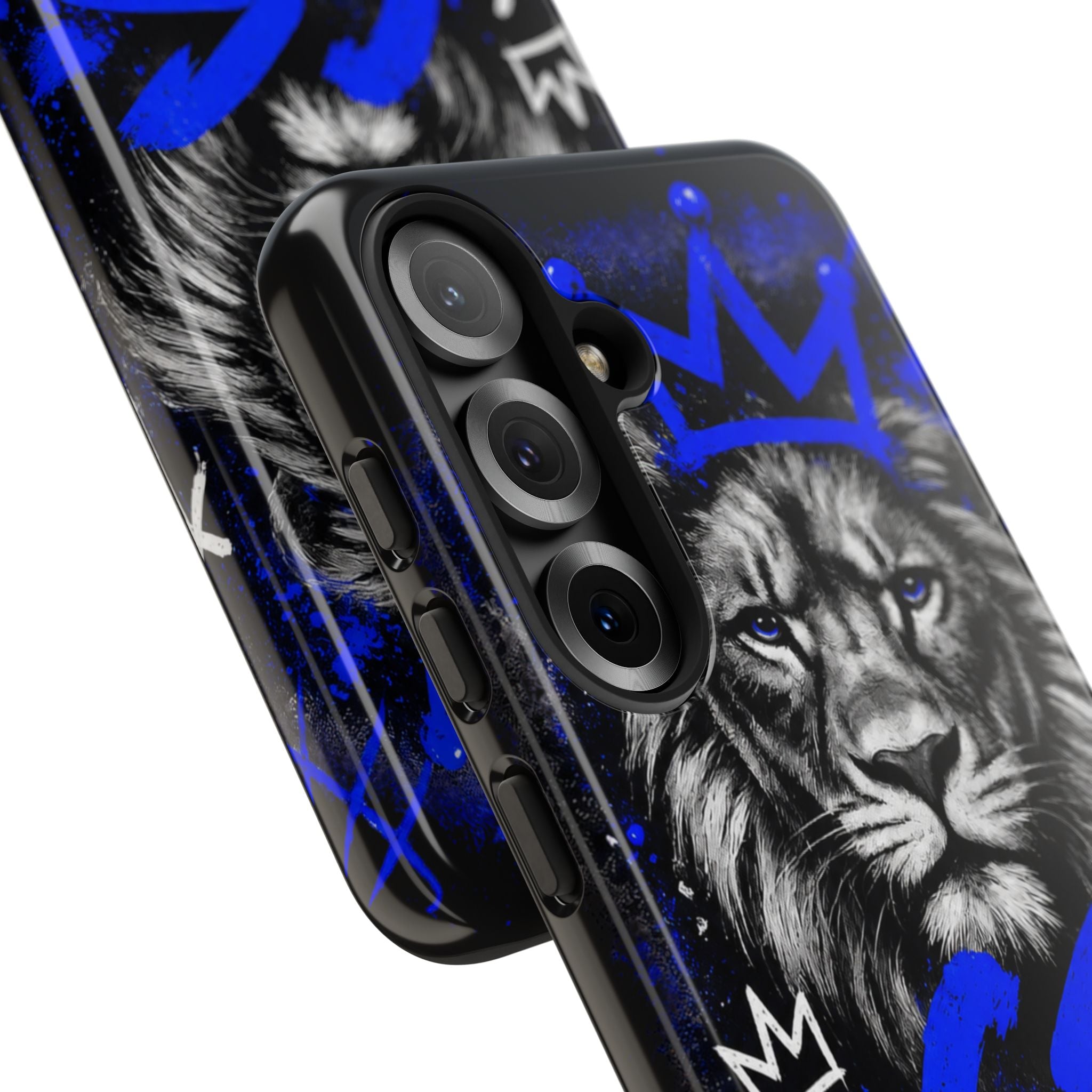 Lion “Chosen Status” Phone Case — Blue Graffiti Protective Cover