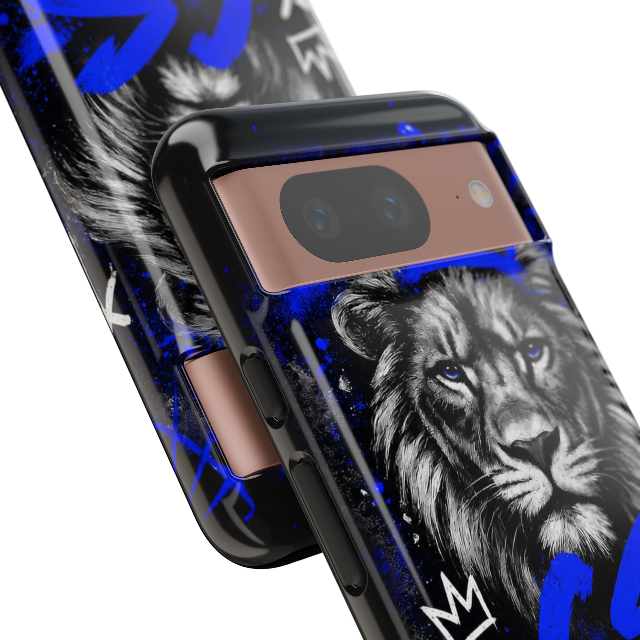 Lion “Chosen Status” Phone Case — Blue Graffiti Protective Cover