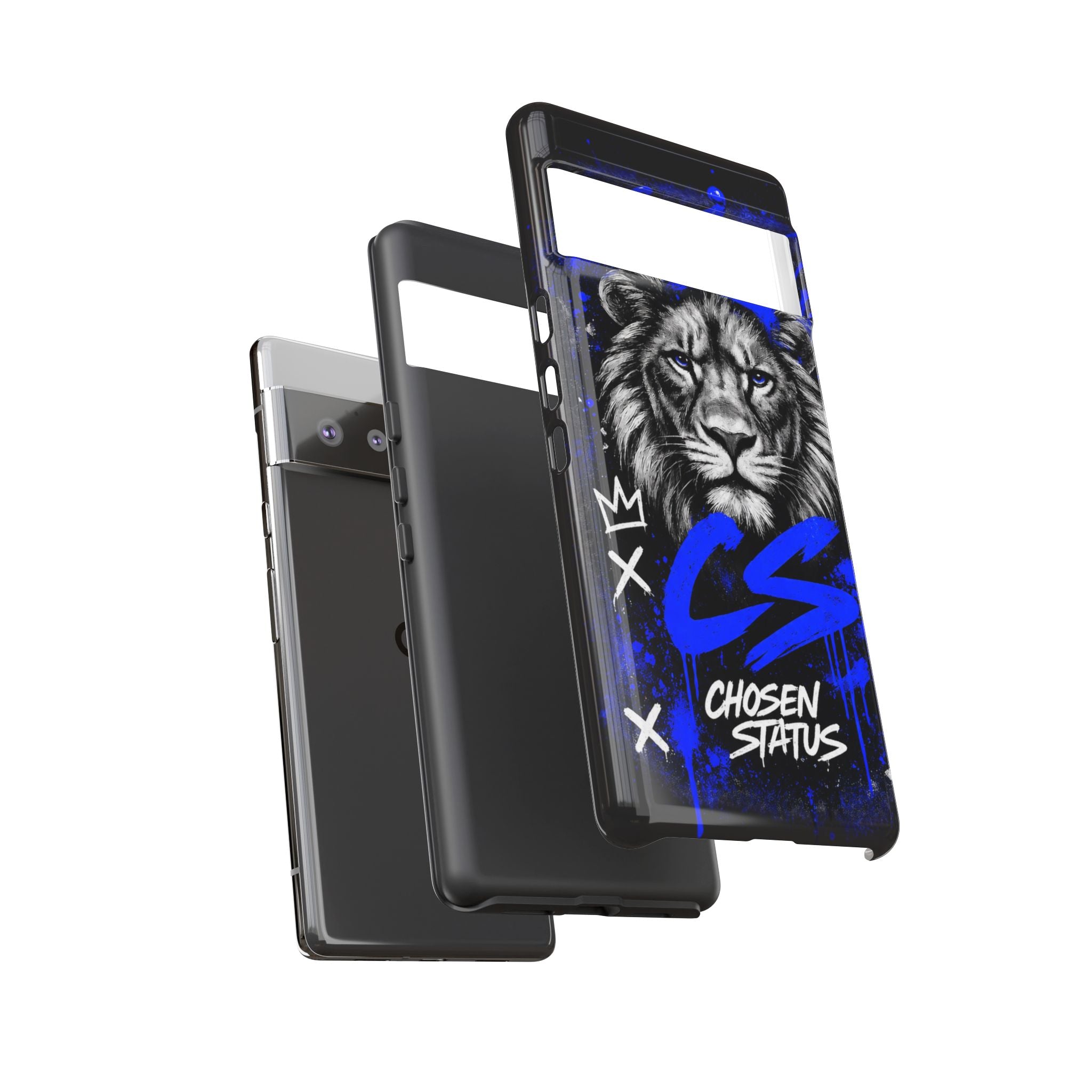 Lion “Chosen Status” Phone Case — Blue Graffiti Protective Cover