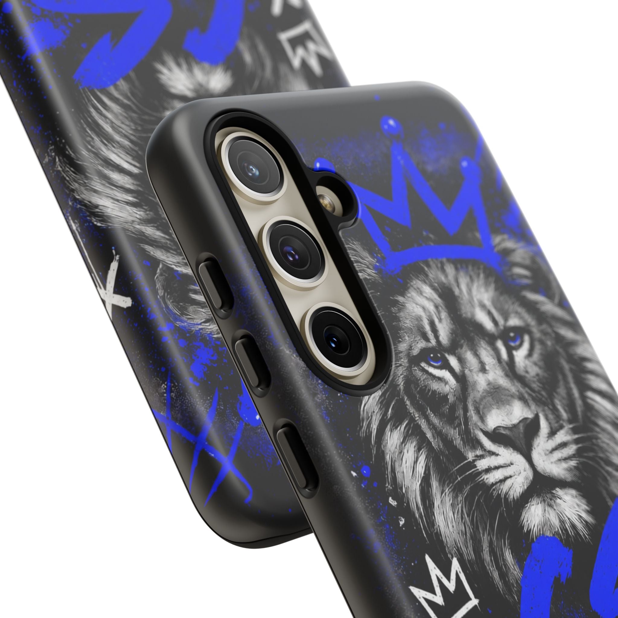 Lion “Chosen Status” Phone Case — Blue Graffiti Protective Cover