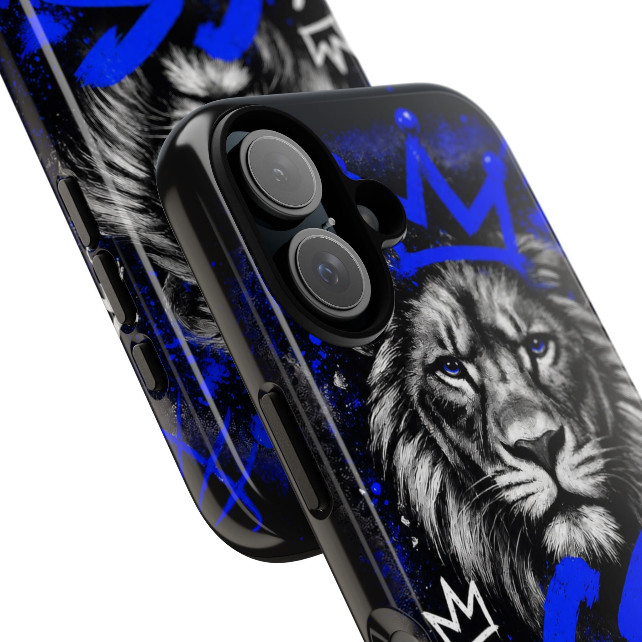 Lion “Chosen Status” Phone Case — Blue Graffiti Protective Cover