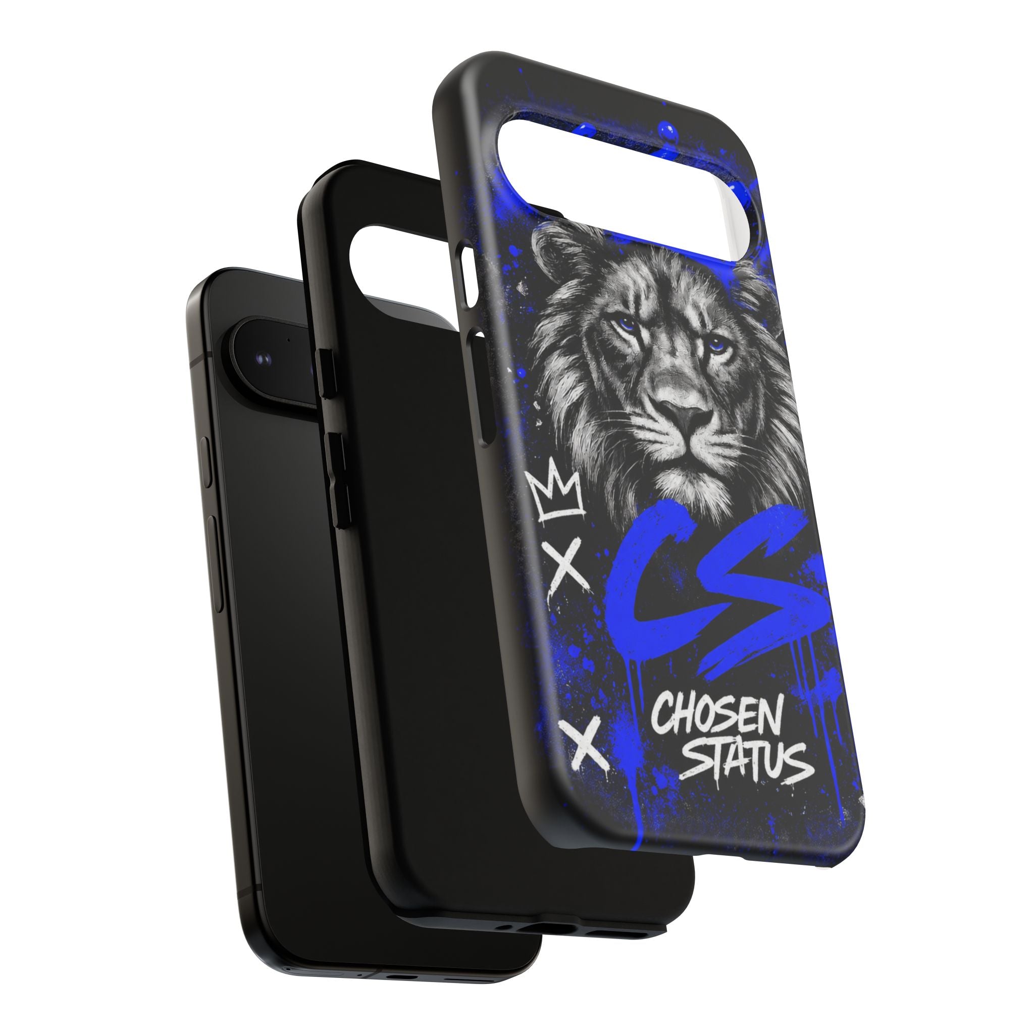 Lion “Chosen Status” Phone Case — Blue Graffiti Protective Cover
