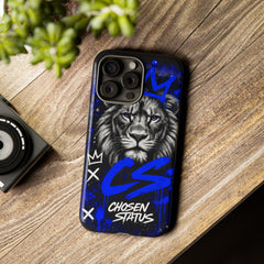 Lion “Chosen Status” Phone Case — Blue Graffiti Protective Cover