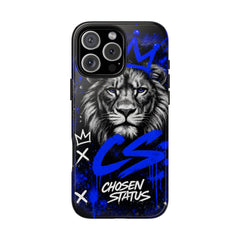 Lion “Chosen Status” Phone Case — Blue Graffiti Protective Cover