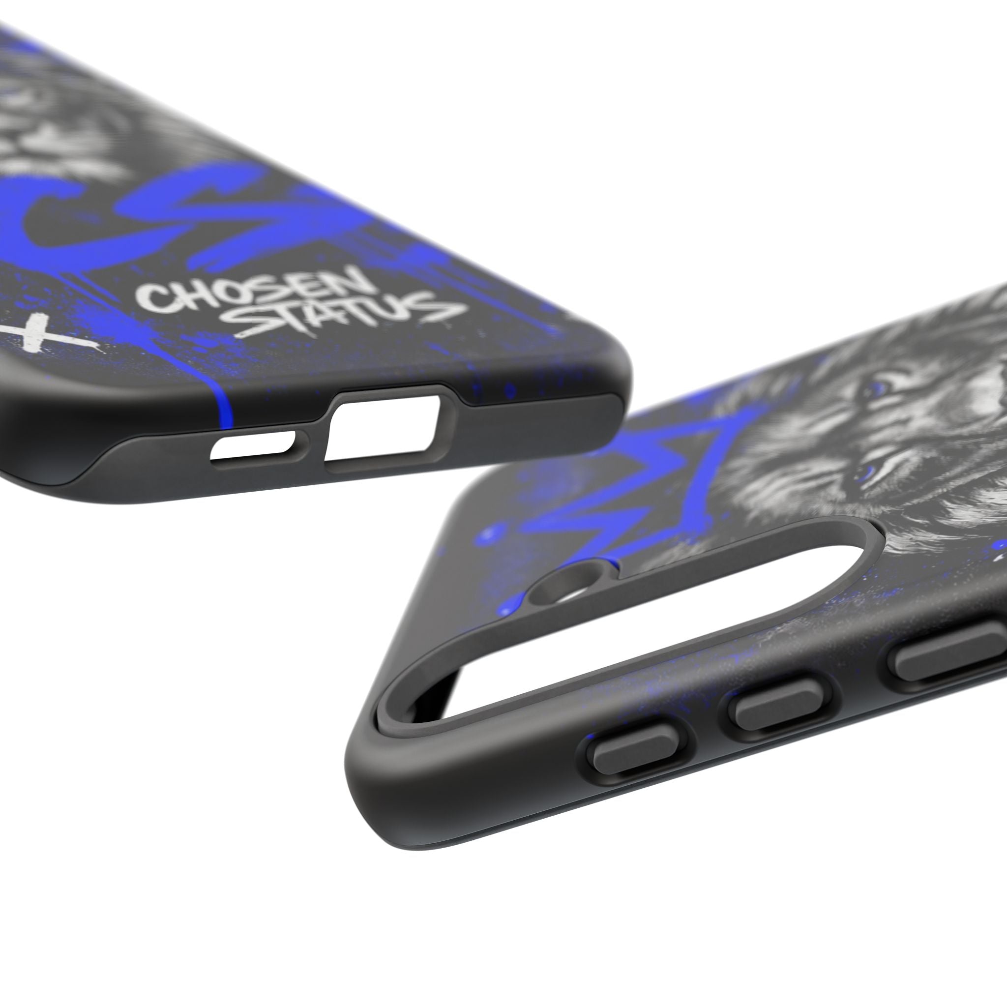 Lion “Chosen Status” Phone Case — Blue Graffiti Protective Cover