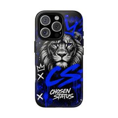 Lion “Chosen Status” Phone Case — Blue Graffiti Protective Cover