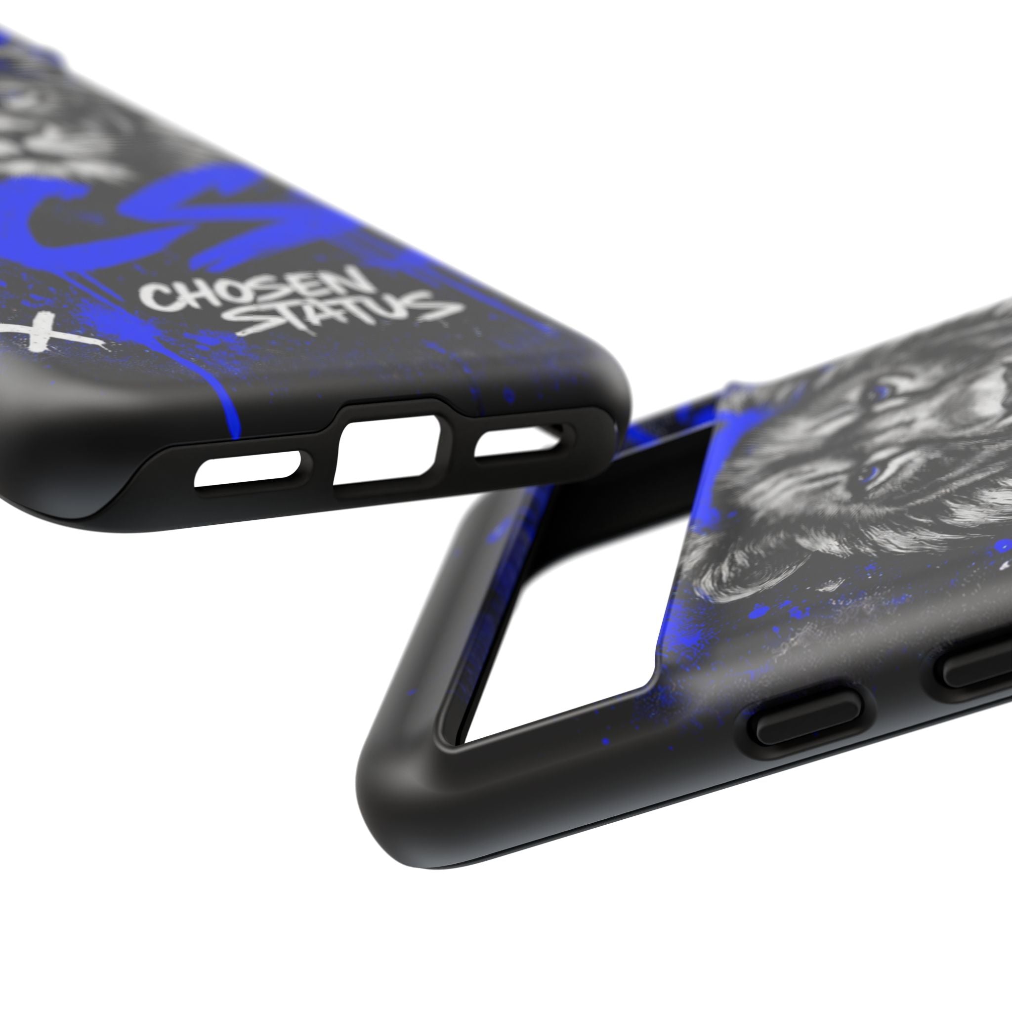 Lion “Chosen Status” Phone Case — Blue Graffiti Protective Cover