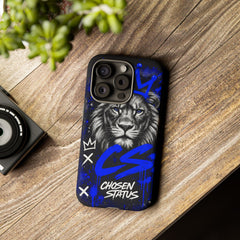 Lion “Chosen Status” Phone Case — Blue Graffiti Protective Cover