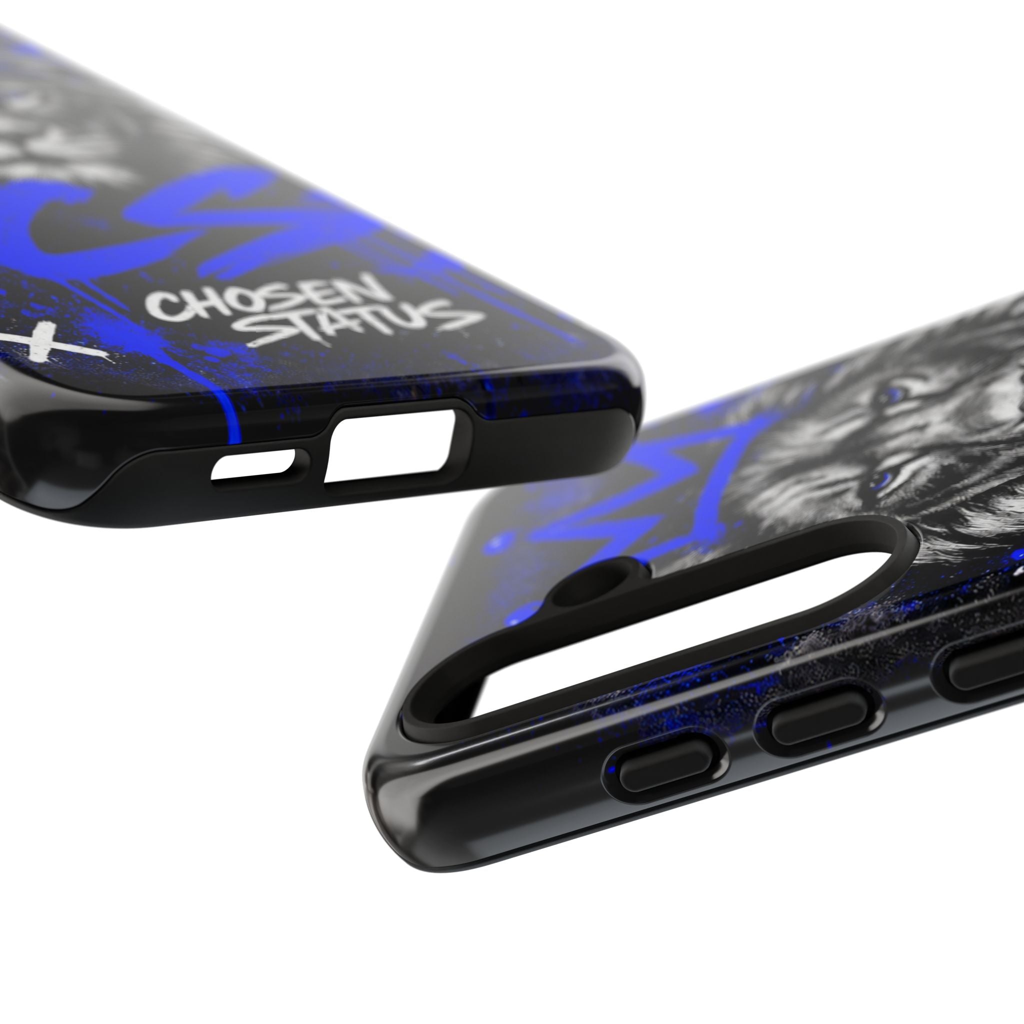 Lion “Chosen Status” Phone Case — Blue Graffiti Protective Cover