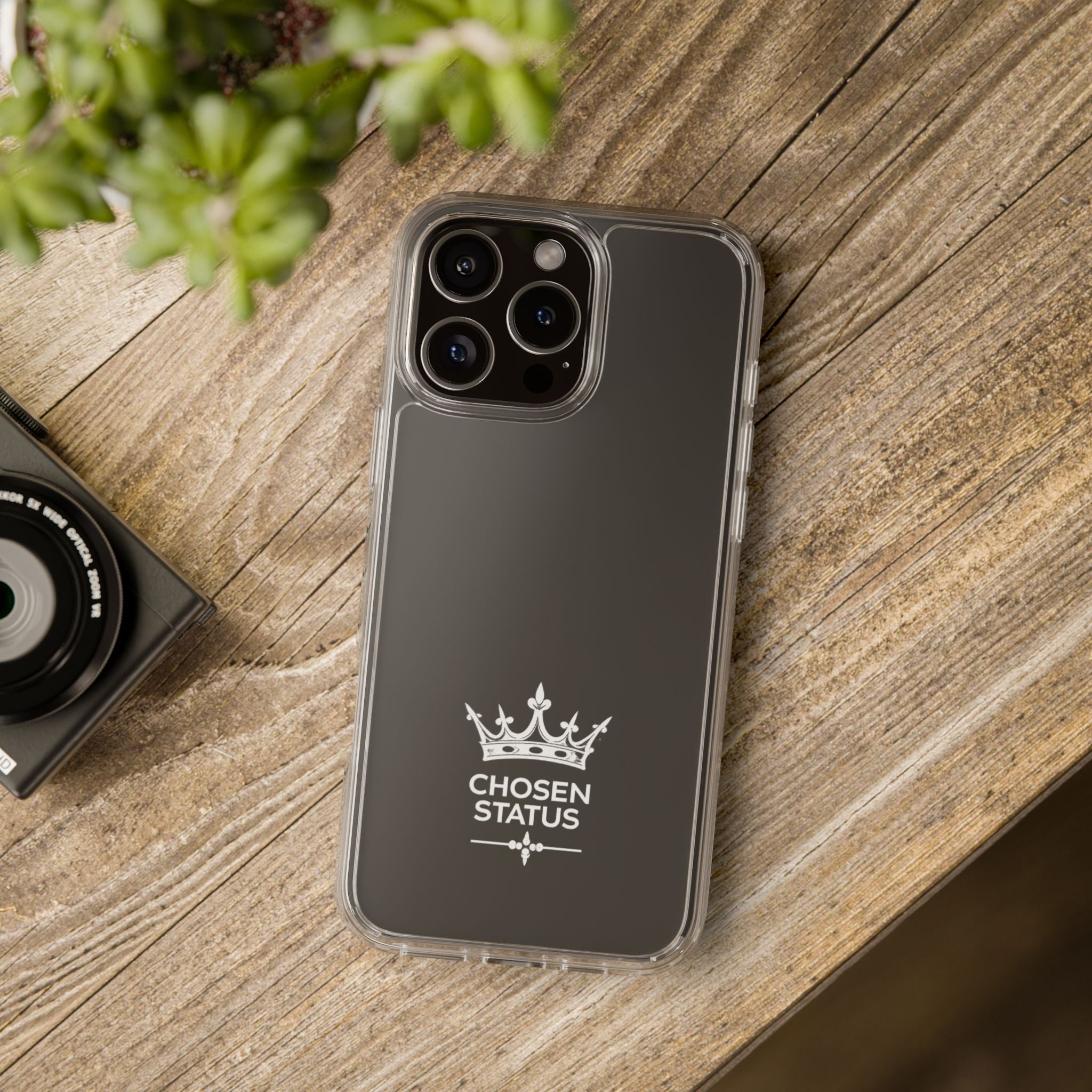Clear Phone Case — "Chosen Status" Crown Clear Protective iPhone Case