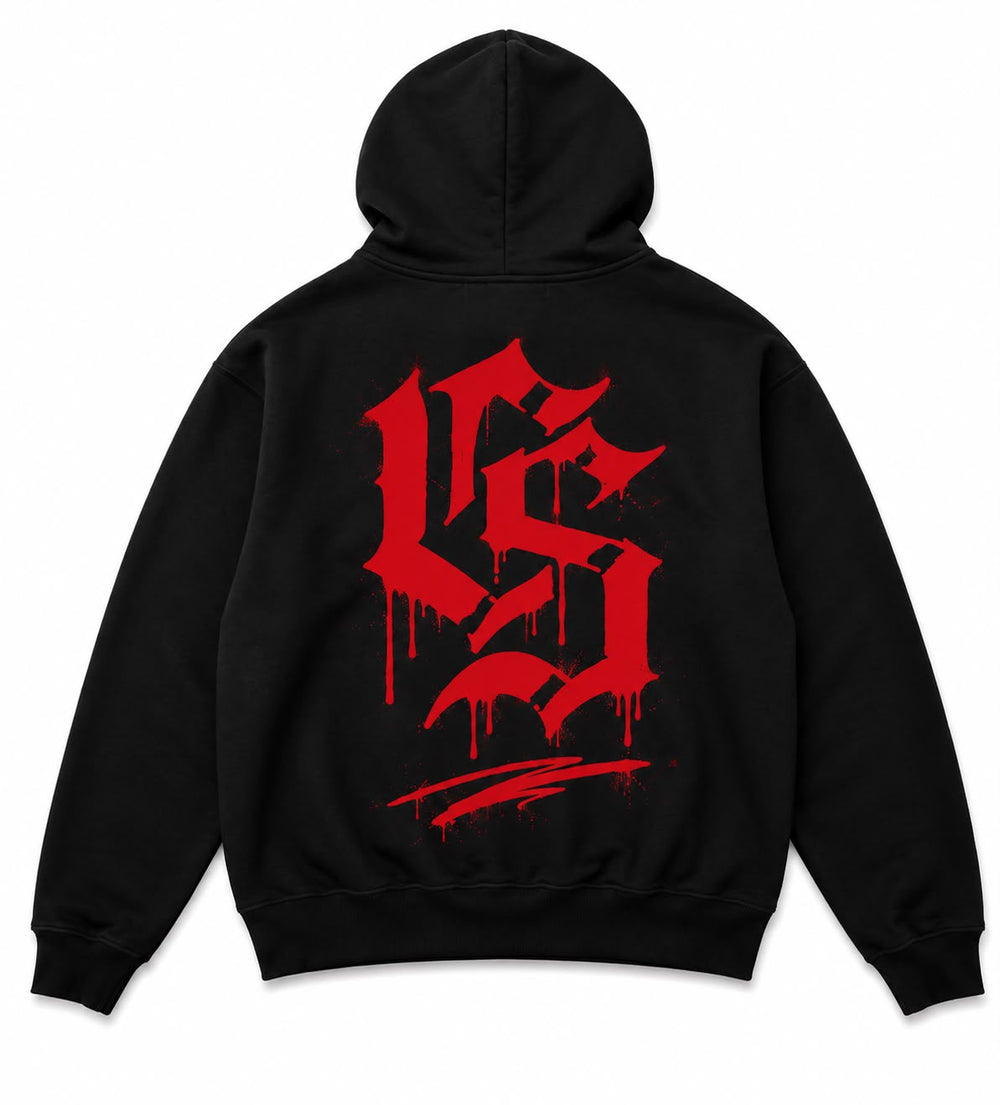 BLACK / RED HEAVYWEIGHT HOODIE