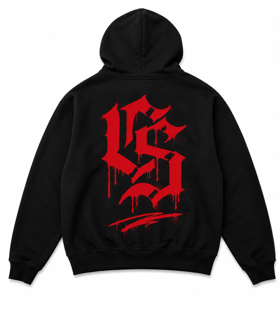 BLACK / RED HEAVYWEIGHT HOODIE