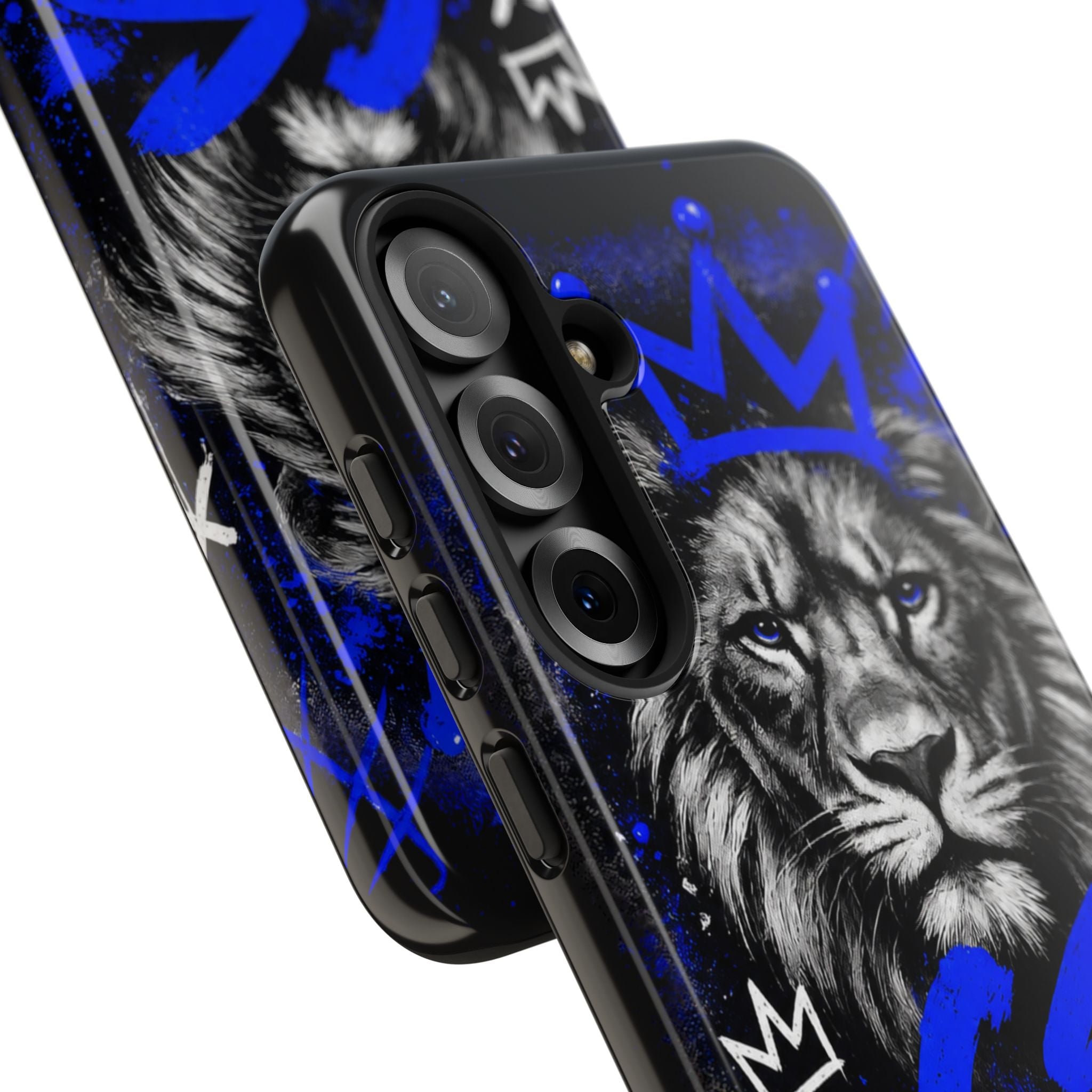 Lion “Chosen Status” Phone Case — Blue Graffiti Protective Cover
