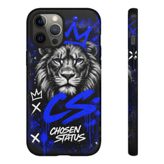 Lion “Chosen Status” Phone Case — Blue Graffiti Protective Cover