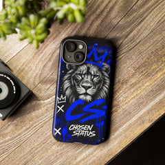 Lion “Chosen Status” Phone Case — Blue Graffiti Protective Cover